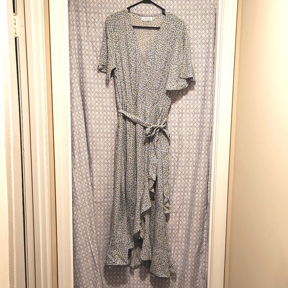Light Blue and Daisy Floral Ankle-Length Dress, Size US 8, Petal and Pup